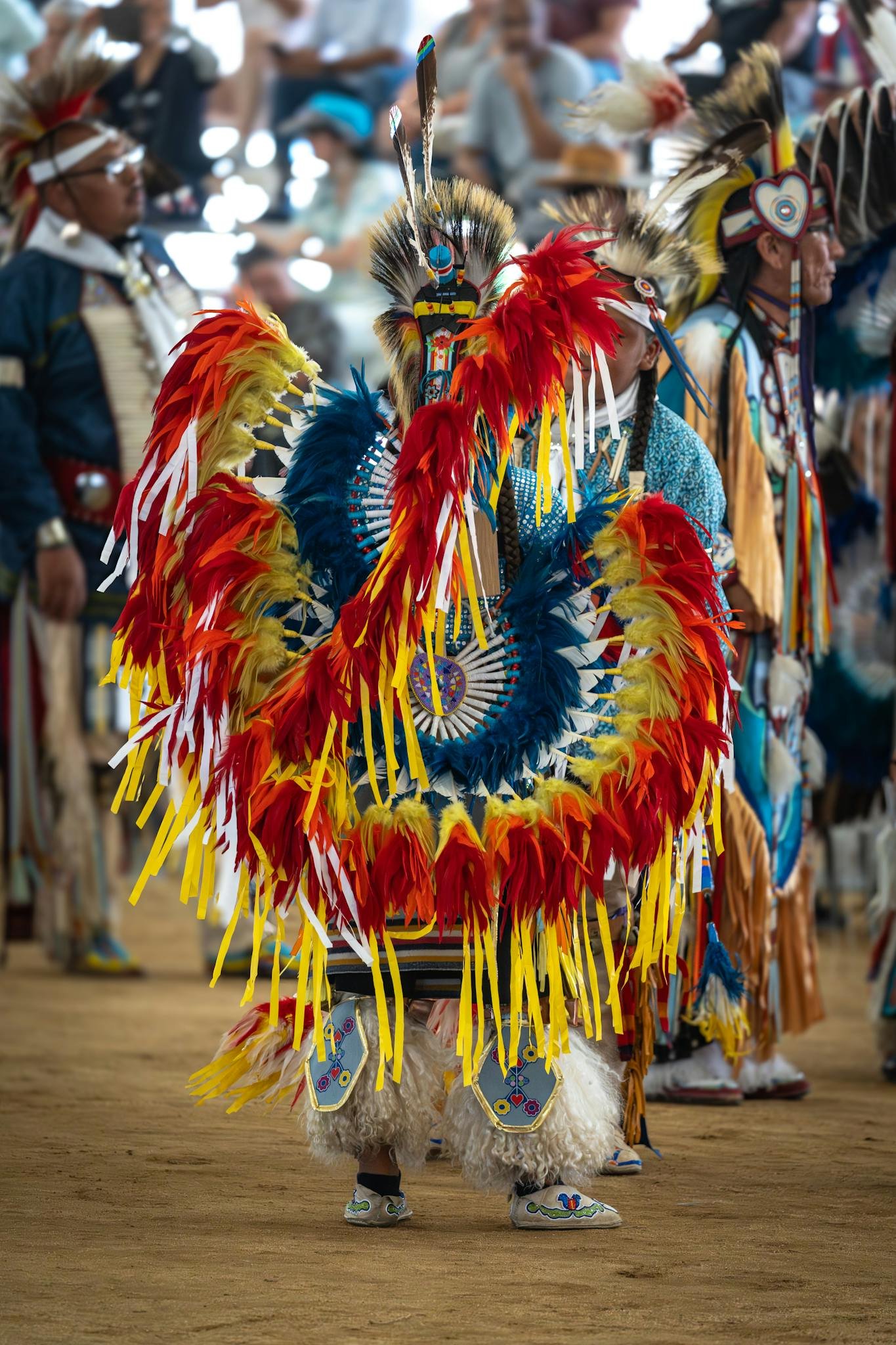 Colorful Native American dance at the Cabazon Pow Wow, celebrating tribal culture.